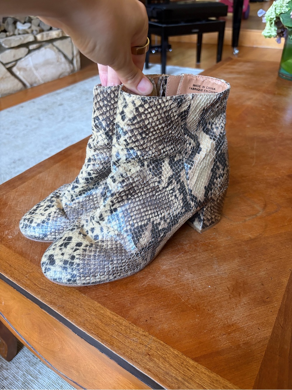 Urban Outfitters Snake-Print Ankle Boots in Beige and Brown